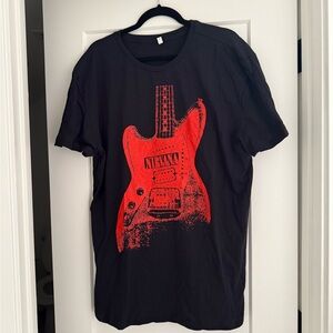 Nirvana Black T-Shirt with Red Guitar Graphic NWOT